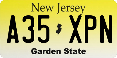 NJ license plate A35XPN