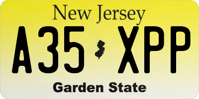 NJ license plate A35XPP