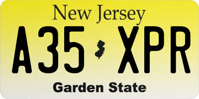 NJ license plate A35XPR