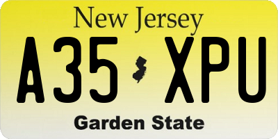 NJ license plate A35XPU