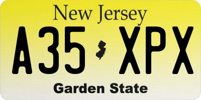 NJ license plate A35XPX