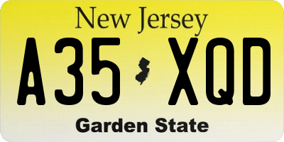 NJ license plate A35XQD