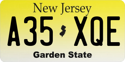 NJ license plate A35XQE