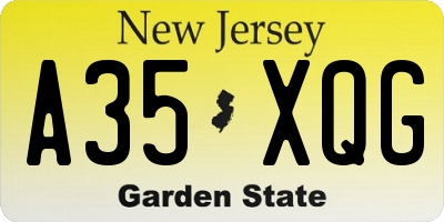 NJ license plate A35XQG