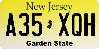 NJ license plate A35XQH