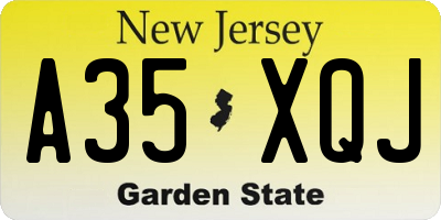 NJ license plate A35XQJ