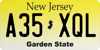 NJ license plate A35XQL