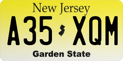 NJ license plate A35XQM