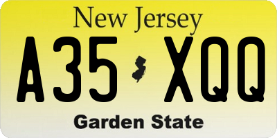 NJ license plate A35XQQ