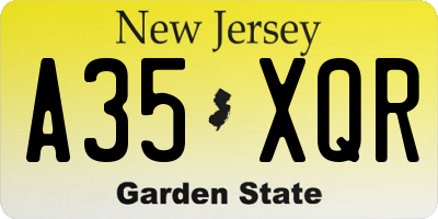 NJ license plate A35XQR