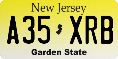 NJ license plate A35XRB