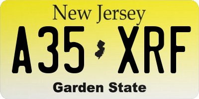 NJ license plate A35XRF