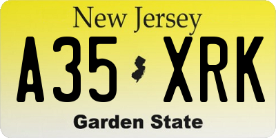 NJ license plate A35XRK