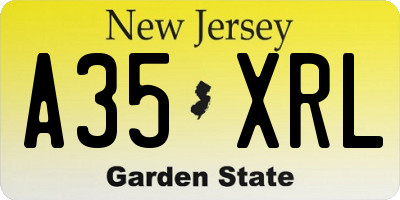 NJ license plate A35XRL