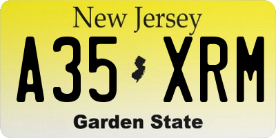 NJ license plate A35XRM