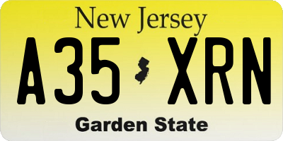 NJ license plate A35XRN