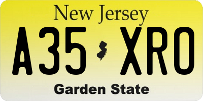 NJ license plate A35XRO