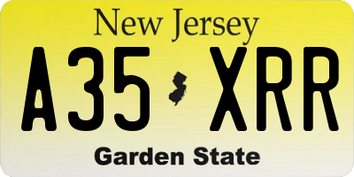 NJ license plate A35XRR