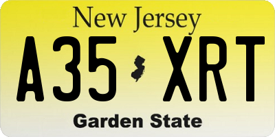 NJ license plate A35XRT