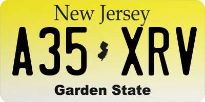 NJ license plate A35XRV