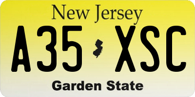NJ license plate A35XSC