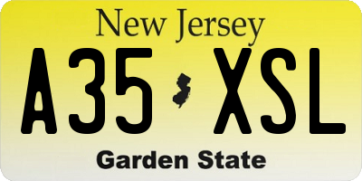 NJ license plate A35XSL