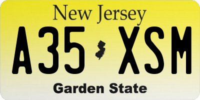 NJ license plate A35XSM