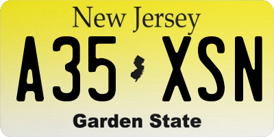 NJ license plate A35XSN