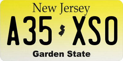 NJ license plate A35XSO