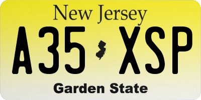 NJ license plate A35XSP