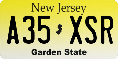 NJ license plate A35XSR