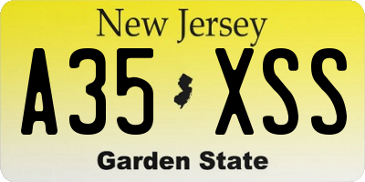 NJ license plate A35XSS