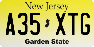 NJ license plate A35XTG