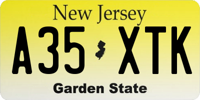 NJ license plate A35XTK