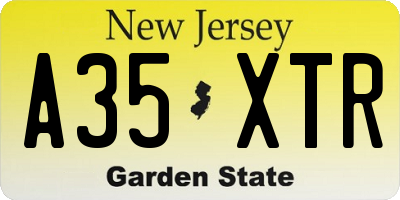 NJ license plate A35XTR