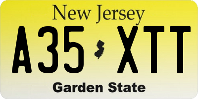 NJ license plate A35XTT