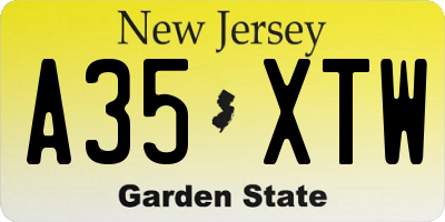 NJ license plate A35XTW