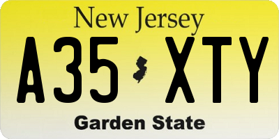 NJ license plate A35XTY