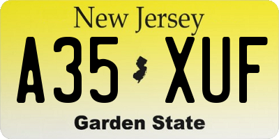 NJ license plate A35XUF