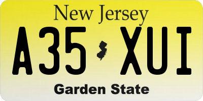 NJ license plate A35XUI