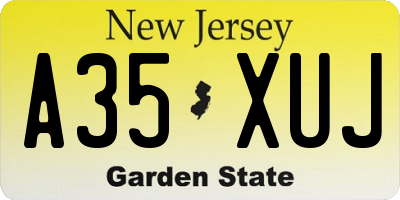 NJ license plate A35XUJ