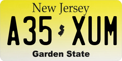 NJ license plate A35XUM