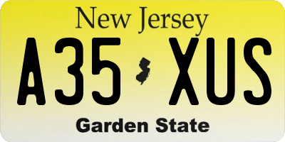 NJ license plate A35XUS