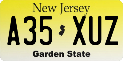 NJ license plate A35XUZ