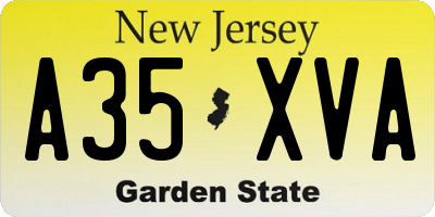 NJ license plate A35XVA