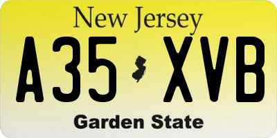 NJ license plate A35XVB