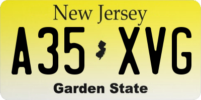NJ license plate A35XVG