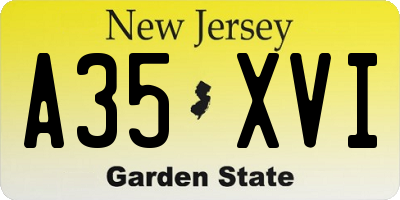 NJ license plate A35XVI