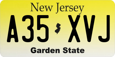 NJ license plate A35XVJ
