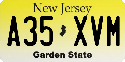 NJ license plate A35XVM